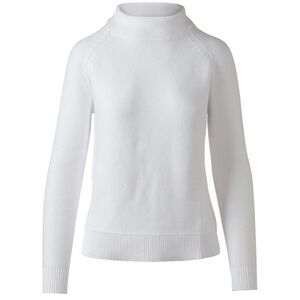 Kinross 100% Cotton Garter Stitch Funnel Mockneck Knit Sweater Winter White - S